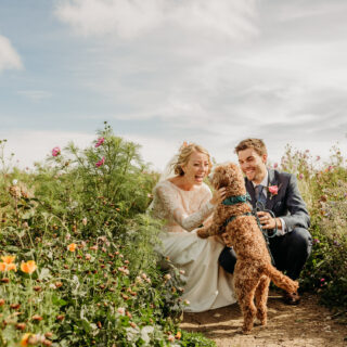 Rosedew Farm Wedding - Couple with Dog - When Charlie Met Hannah