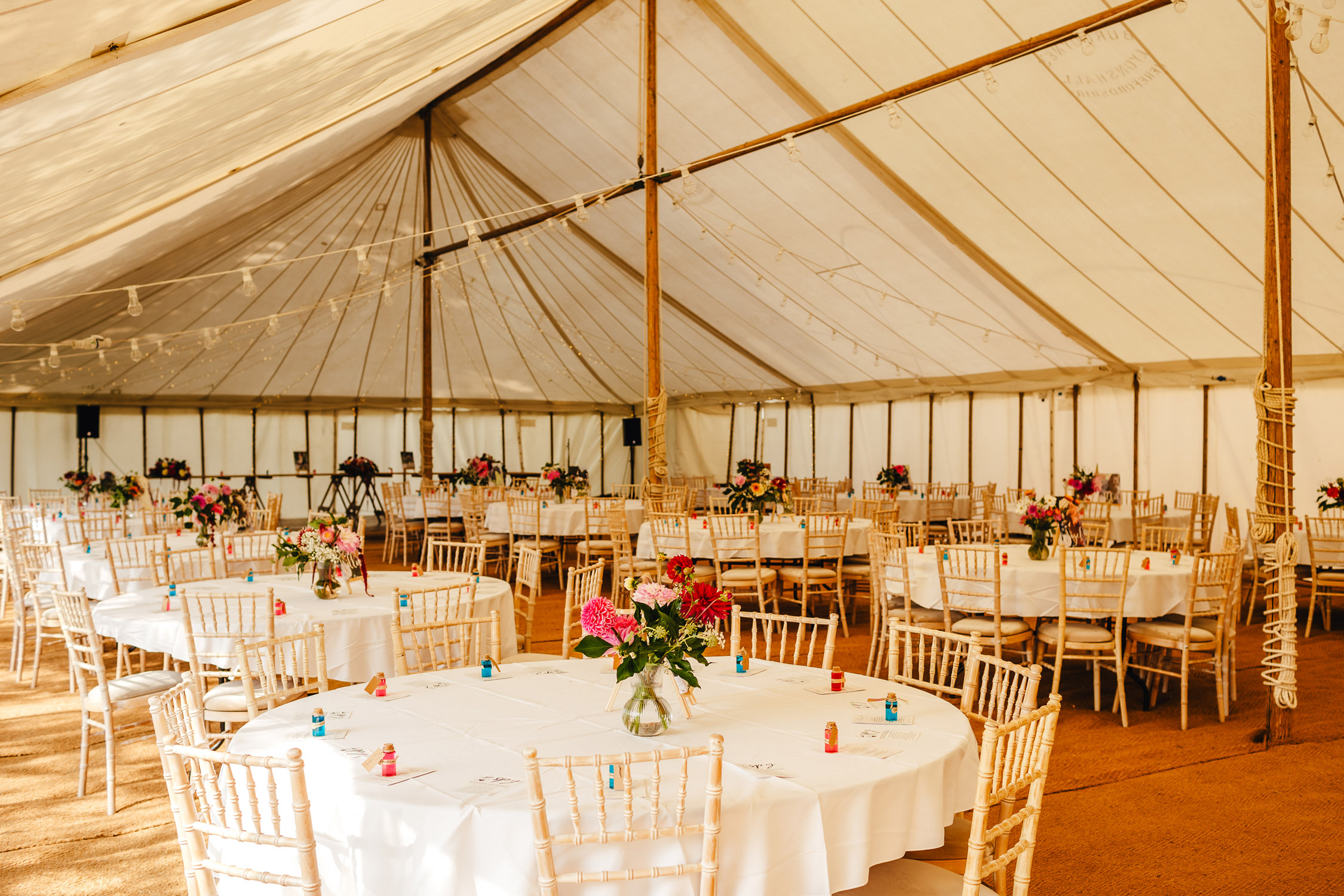 A huge marquee, with lots of tables, all named after pets